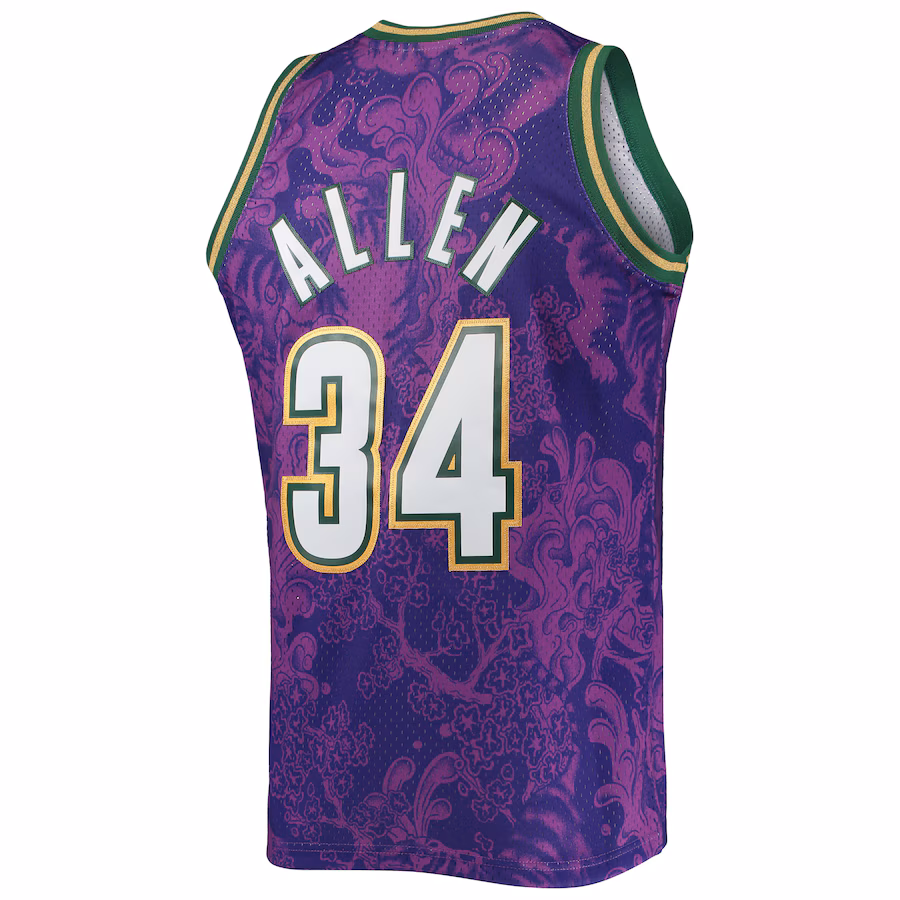 Ray Allen, Maillot de la version pour les fans de la Fête du Nouvel An lunaire 2000/01 des Hardwood Classics de Mitchell & Ness des Milwaukee Bucks - Violet