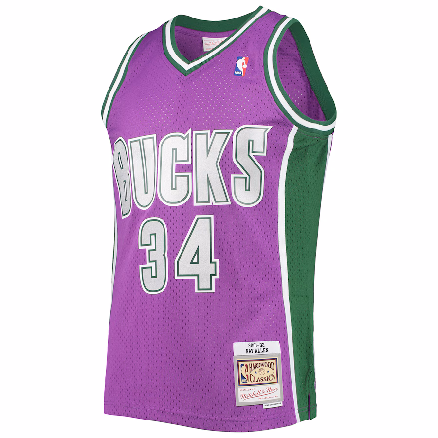 Ray Allen, Maglia Swingman Hardwood Classics 2001/02 di Mitchell & Ness dei Milwaukee Bucks - Viola