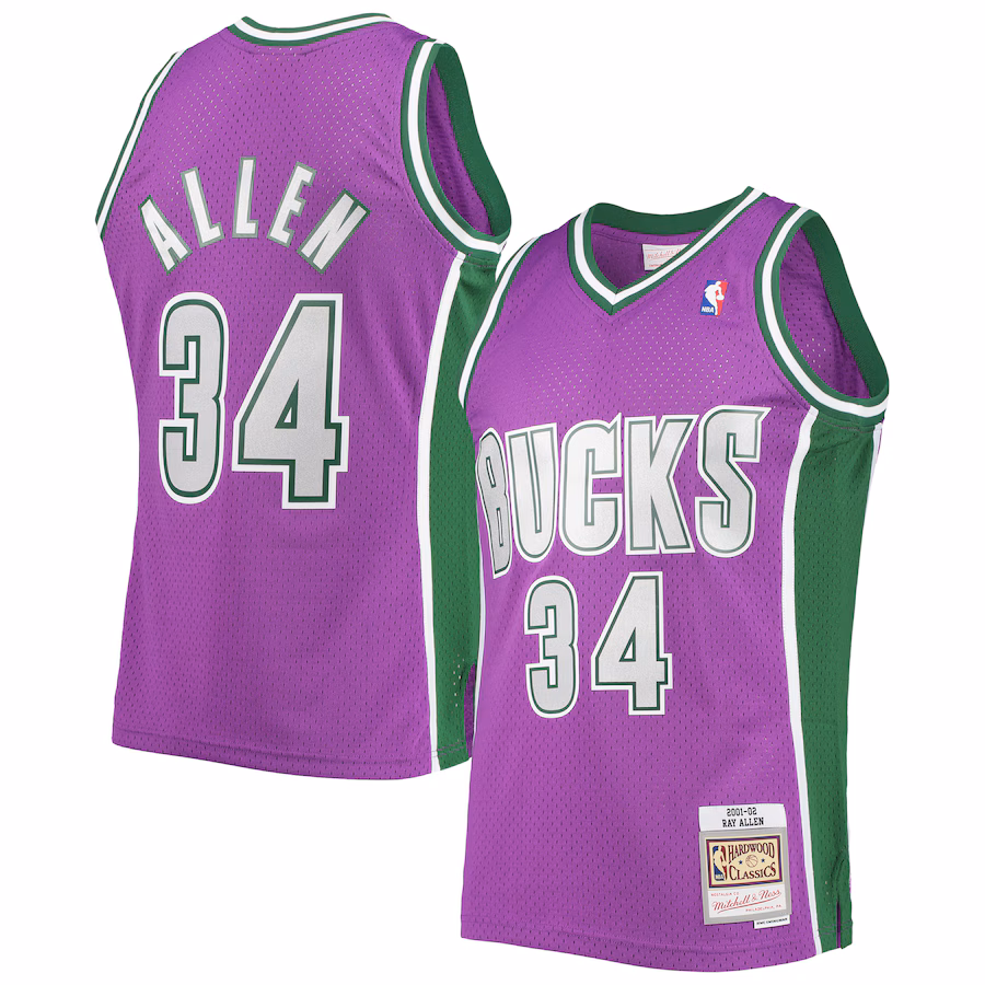 Ray Allen, Milwaukee Bucks Mitchell & Ness 2001/02 Hardwood Classics Swingman Jersey - Purple