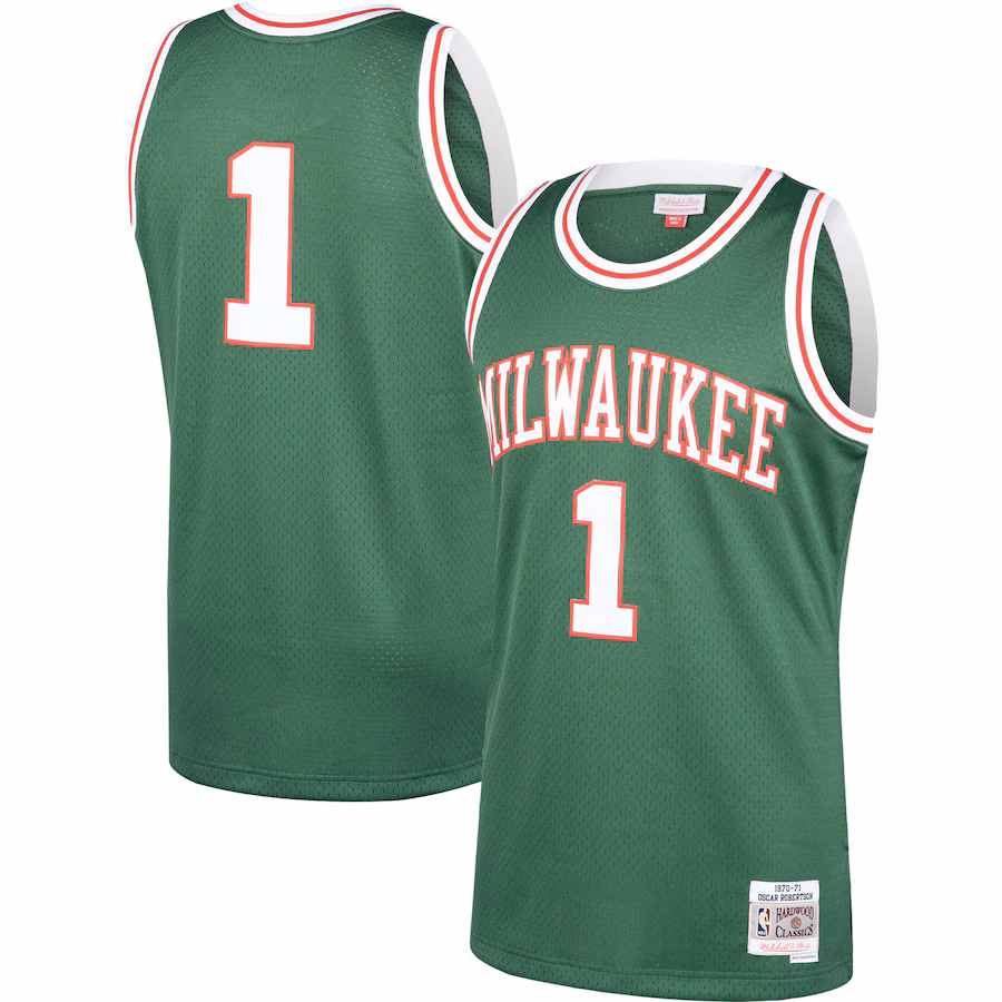 Oscar Robertson, Milwaukee Bucks Mitchell & Ness 1970/71 Hardwood Classics Swingman Jersey - Green