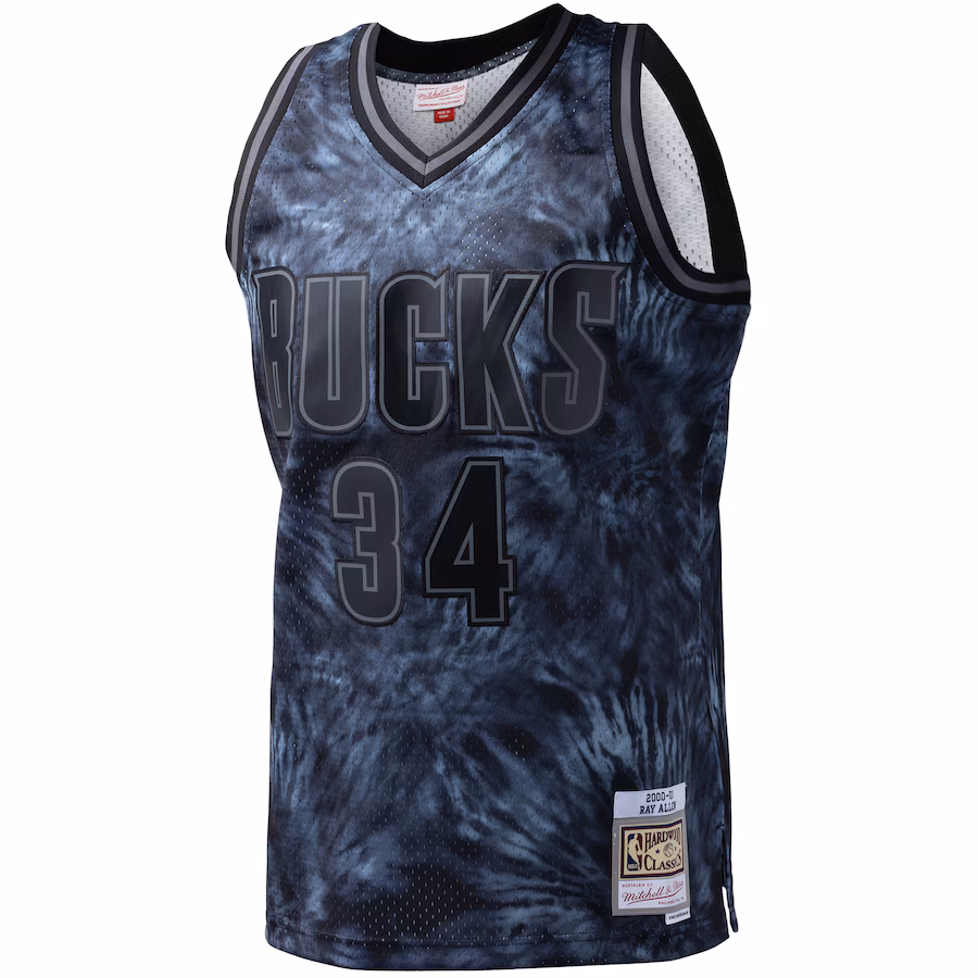 Ray Allen, Milwaukee Bucks Mitchell & Ness Hardwood Classics 1996/97 Tie-Dye (Schleudertüpfelung) Swingman-Trikot - Schwarz