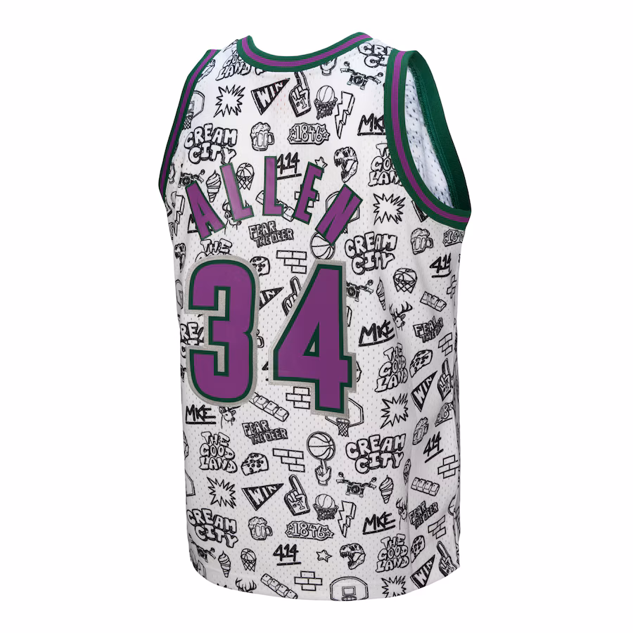 Ray Allen, Milwaukee Bucks Mitchell & Ness 2000/01 Swingman Jersey - White