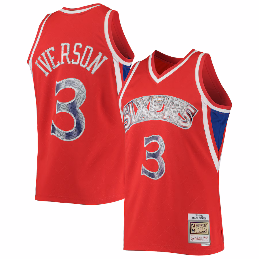 Allen Iverson Philadelphia 76ers Mitchell & Ness 1996/97 Hardwood Classics NBA 75th Anniversary Diamond Jersey