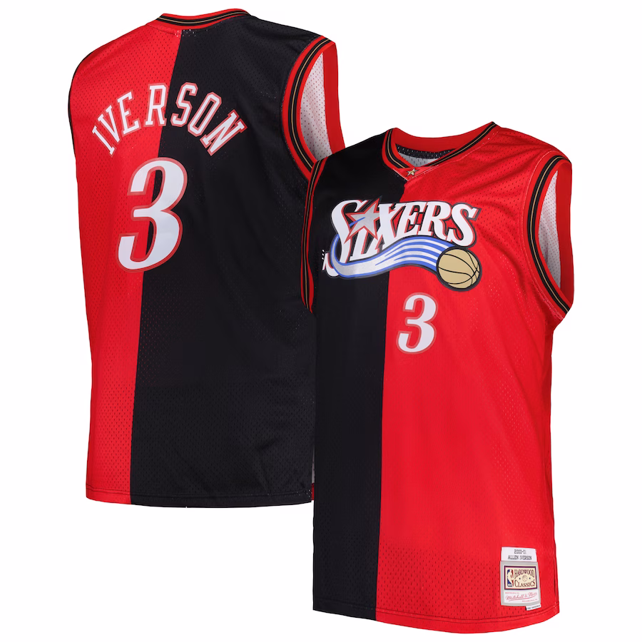 Allen Iverson Philadelphia 76ers Mitchell & Ness Hardwood Classics 2000/01 Big & Tall Split Swingman Jersey