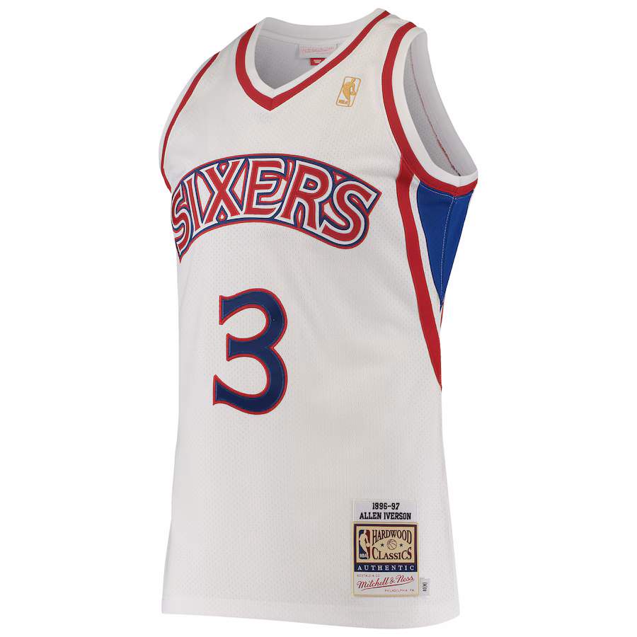 Allen Iverson Philadelphia 76ers Mitchell & Ness Maillot des Classiques Hardwood 1996/1997 - Blanc
