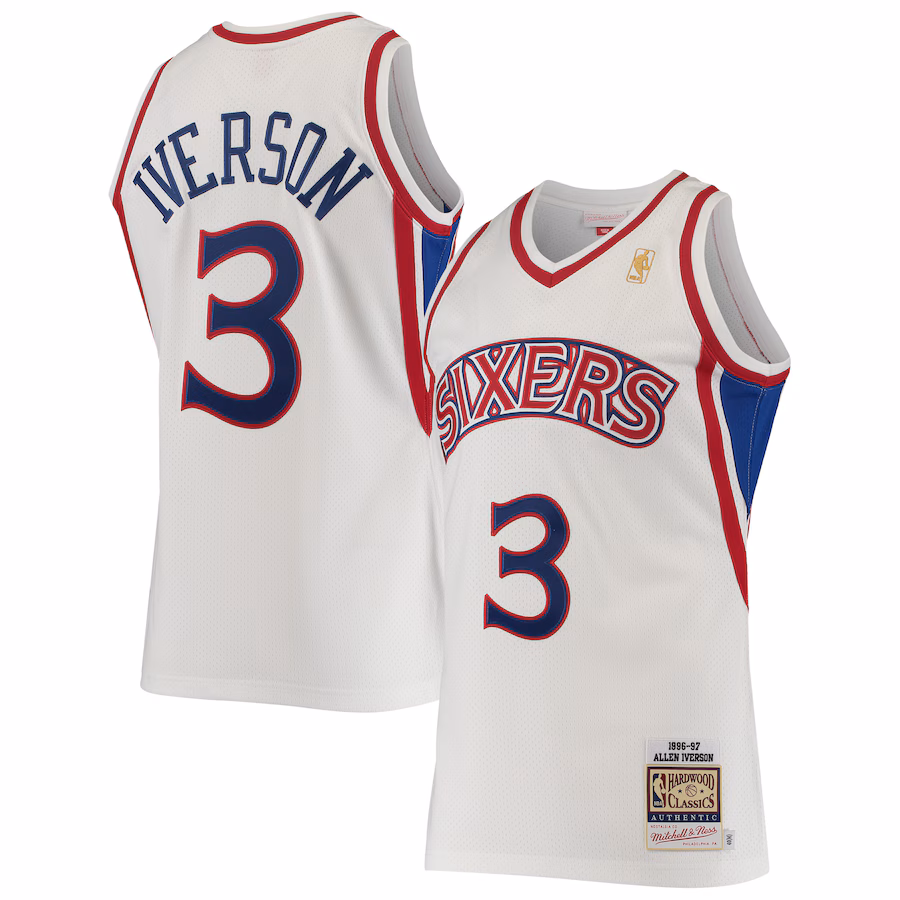 Allen Iverson Philadelphia 76ers Mitchell & Ness 1996/97 Hardwood Classics Jersey - White