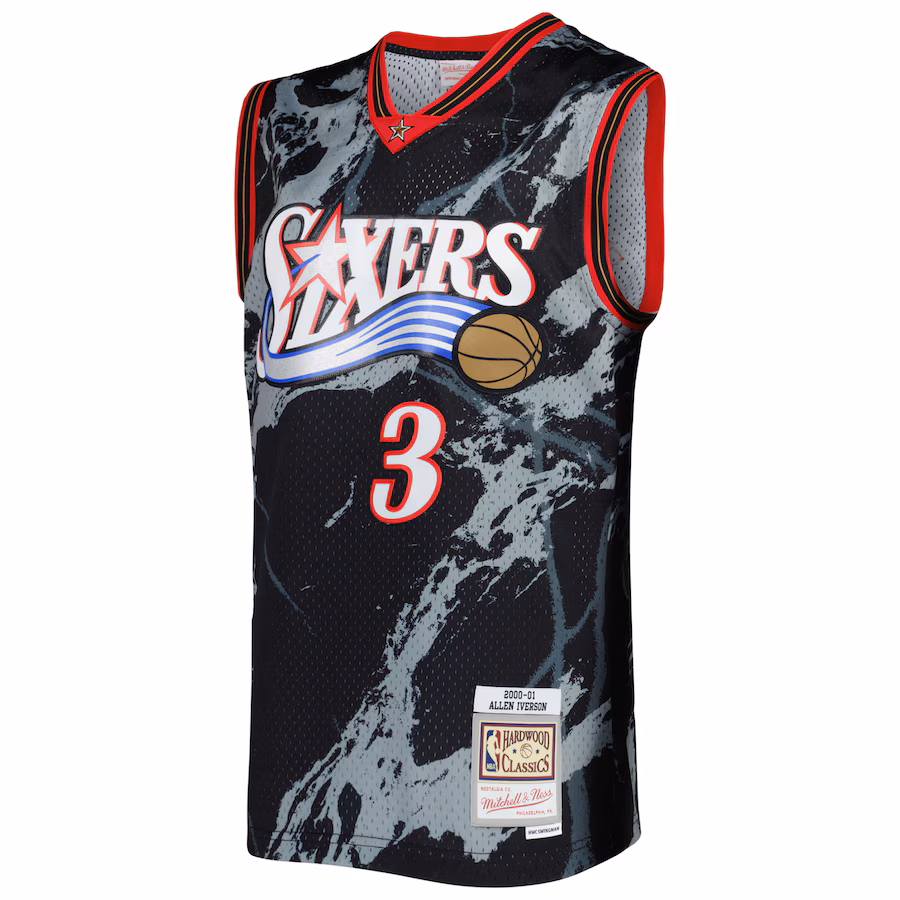 Allen Iverson Philadelphia 76ers Mitchell & Ness 2000/2001 Hardwood Classics Marble Swingman Jersey - Schwarz