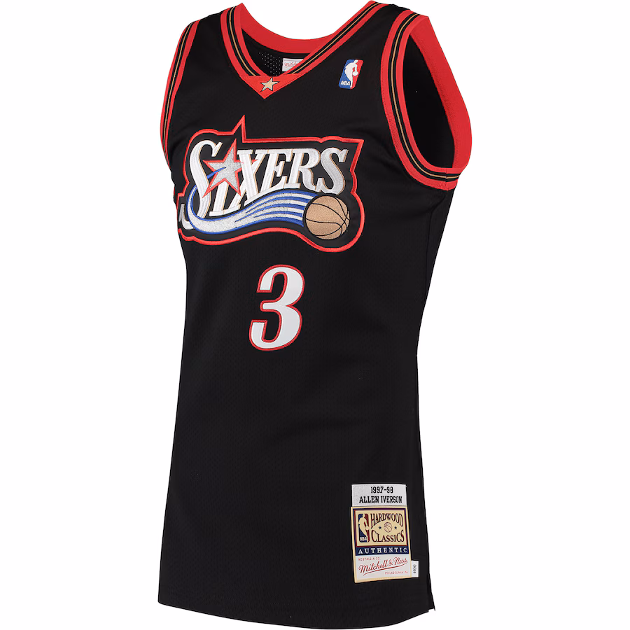 Allen Iverson Philadelphia 76ers Mitchell & Ness Maillot Authentique des Classiques Hardwood 1997/98 - Noir