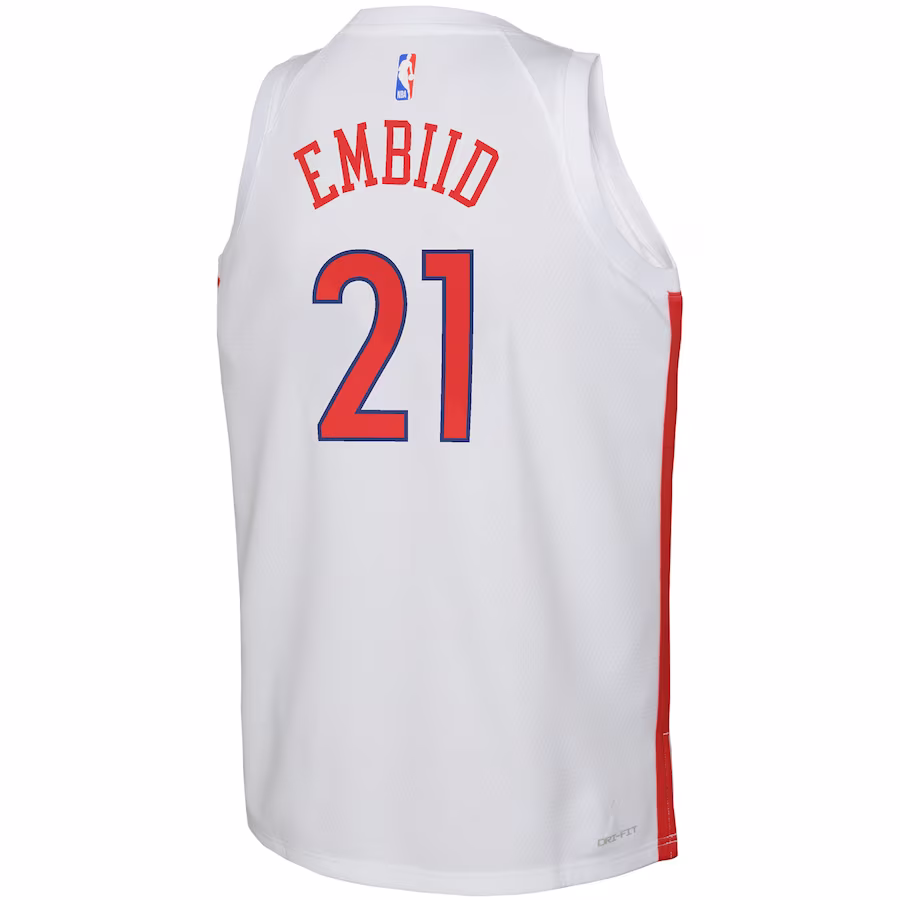 Joel Embiid Philadelphia 76ers Maglia Swingman per Giovani della Stagione 2022/23 - Edizione Città - Bianco