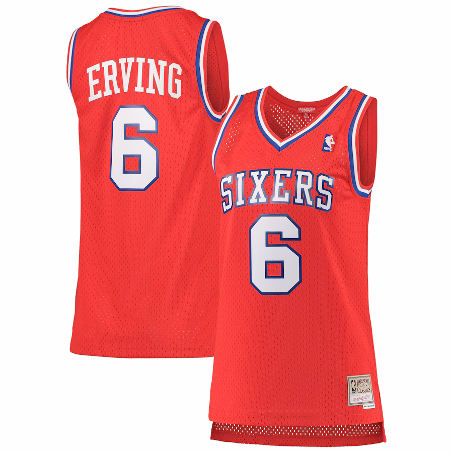 Julius Erving Philadelphia 76ers Mitchell & Ness Women's 1982/83 Classic Hardwood Classics Jersey - Red