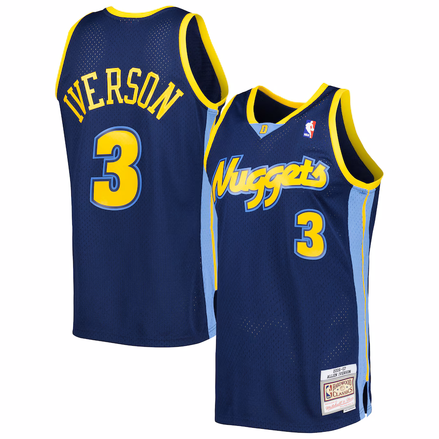 Allen Iverson, Denver Nuggets, Hardwood Classics, Navy Blue