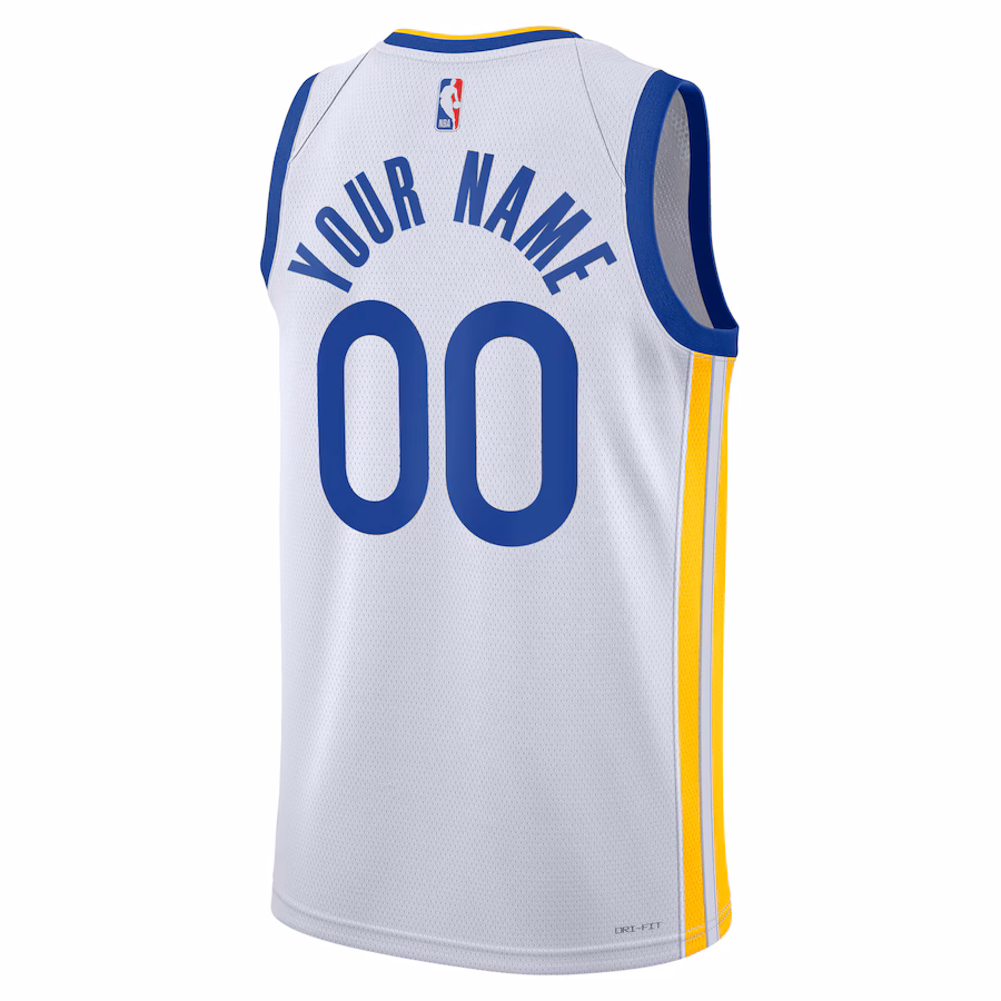 Golden State Warriors, Maillot personnalisé unisexe, Édition association, Blanc