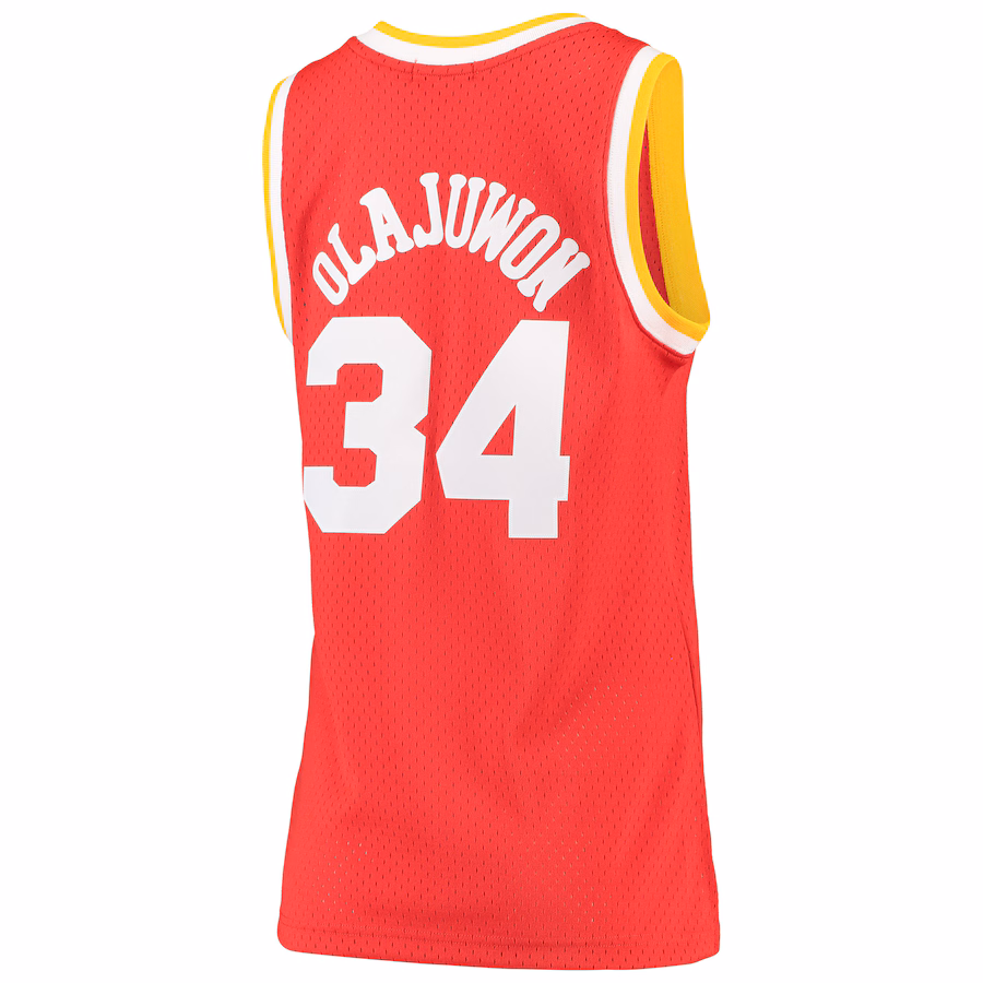 Hakeem Olajuwon, Houston Rockets, Women's 1993/94 Classic Cruiser Fan Jersey, Red