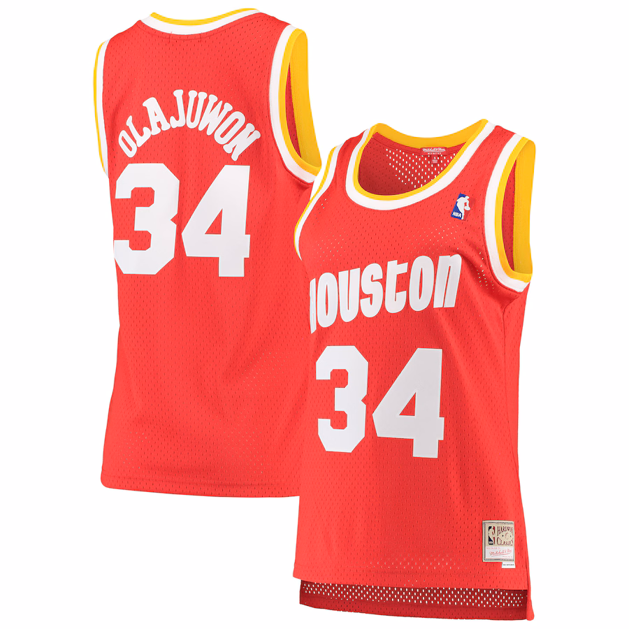 Hakeem Olajuwon, Houston Rockets, Maglia da fan classica 1993/94 per donne, Edizione Cruiser, Rossa