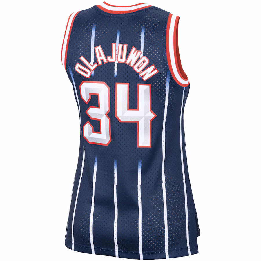 Hakeem Olajuwon, Houston Rockets, Women's Classic Hardwood Swingman Jersey, Navy Blue