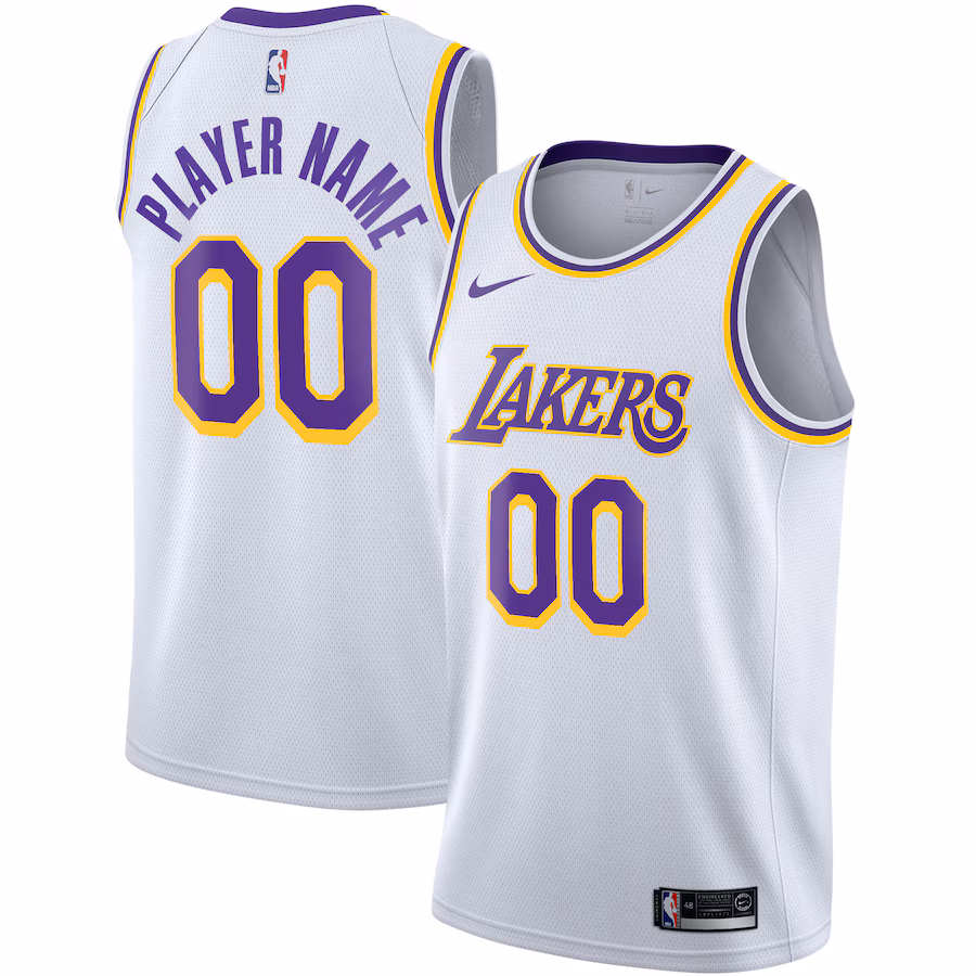 Jersey personnalisé des Los Angeles Lakers 2020/21, Édition Association, Blanc