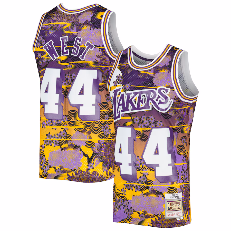Jerry West, Los Angeles Lakers, Maglia Edizione Fan della Festa del Nuovo Anno Lunare Classica 1971/72, Viola