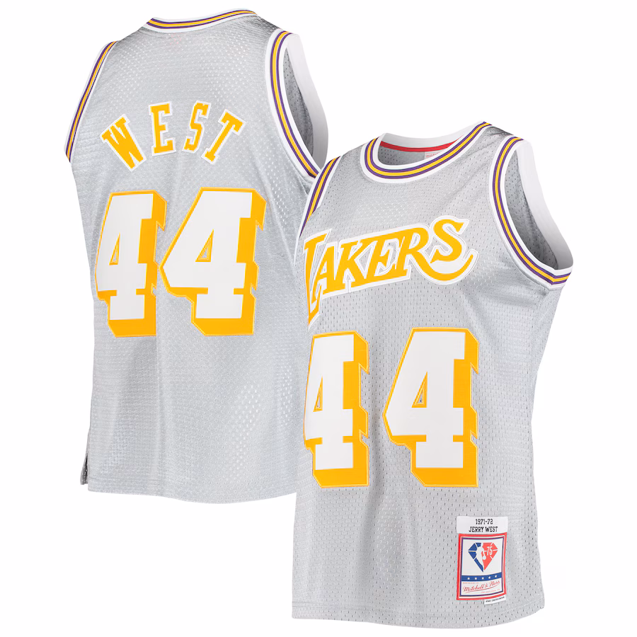 Jerry West, Los Angeles Lakers, 75e Anniversaire 1971/72 Classique Grain de Bois, Argent