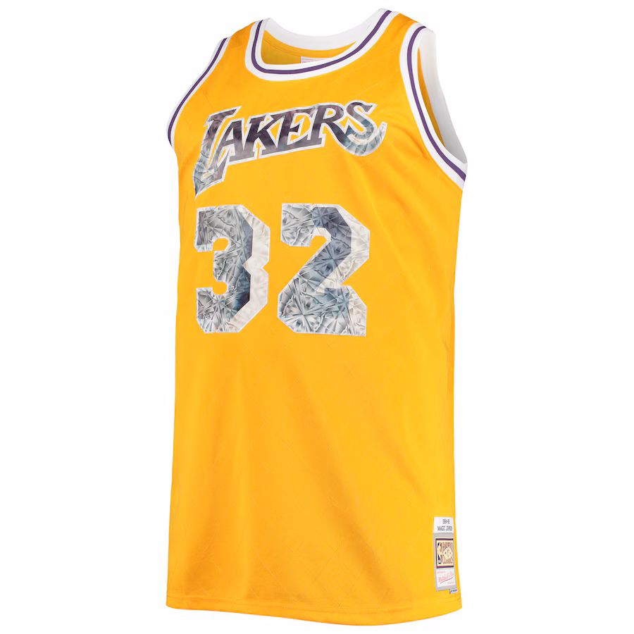 Magic Johnson, Los Angeles Lakers, Maillot de la 75e Année de la NBA Édition Diamant pour les Fans 1984/85, Or