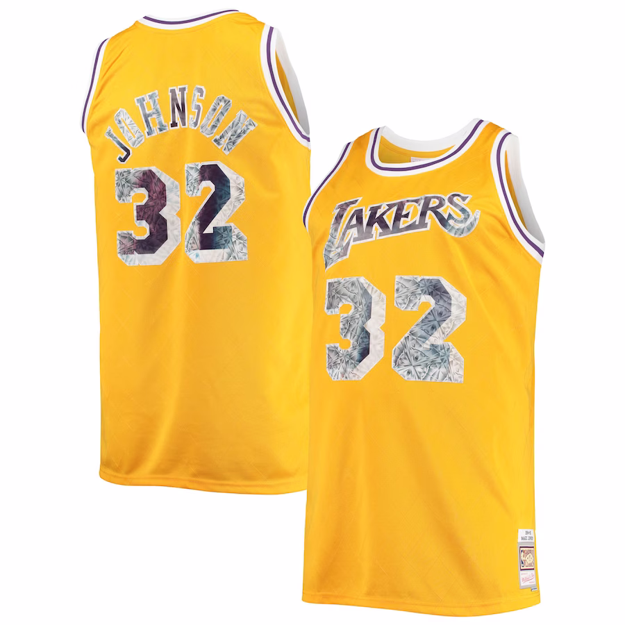 Magic Johnson, Los Angeles Lakers, Maglia dell'75° Anniversario della NBA Edizione Diamante per i Fanciulli 1984/85, Oro