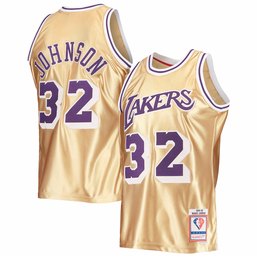 Magic Johnson, Los Angeles Lakers, 75th Anniversary, 1984/85 Classics Jersey, Gold