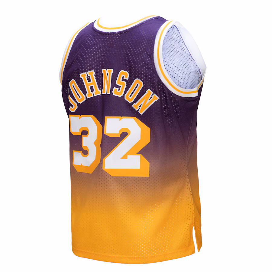 Magic Johnson, Los Angeles Lakers, 1984/85 Hardwood Classics Fadeaway Jersey, Gold/Purple