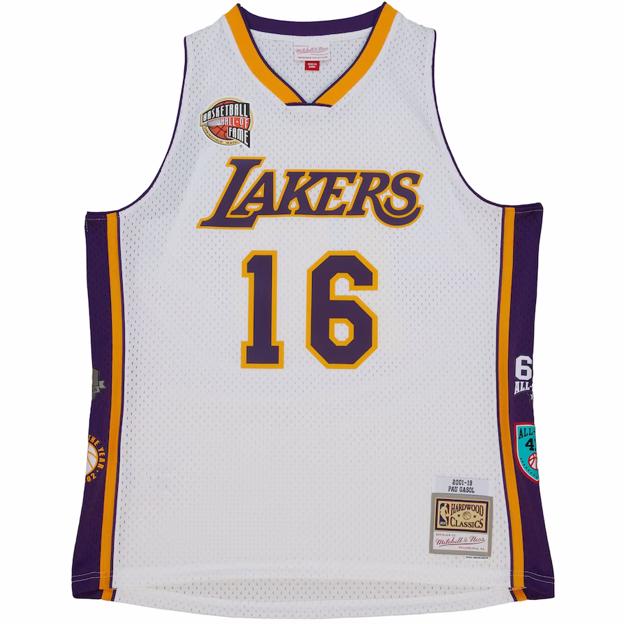 Pau Gasol, Los Angeles Lakers, Retro Unisex Hall of Fame 2023, Blanc