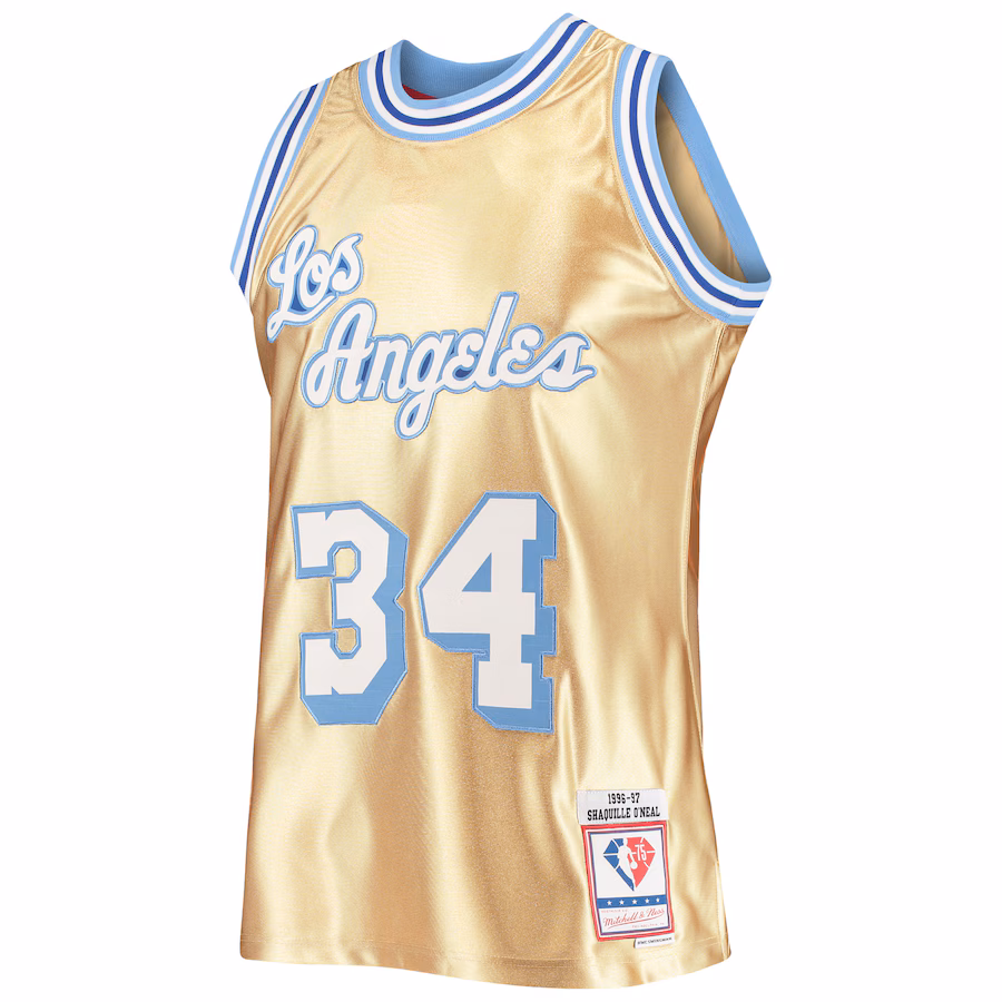 Shaquille O'Neal, Los Angeles Lakers, 75th Anniversary 1996/97 Classic Vintage Jersey, Gold