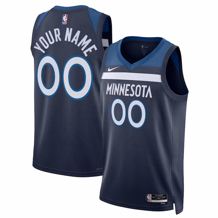 Minnesota Timberwolves Custom Jersey, Icon Edition, Navy Blue