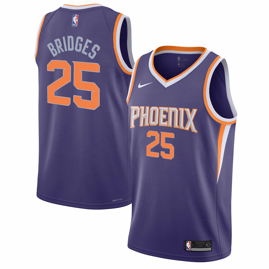 Maglia Swingman Youth di Mikal Bridges per i Phoenix Suns - Edizione Icona - Viola