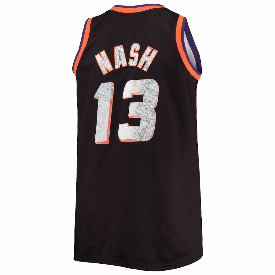 Maillot Swingman Diamond du 75e anniversaire de la NBA 1996/97 Big & Tall de Mitchell & Ness de Steve Nash pour les Phoenix Suns - Noir