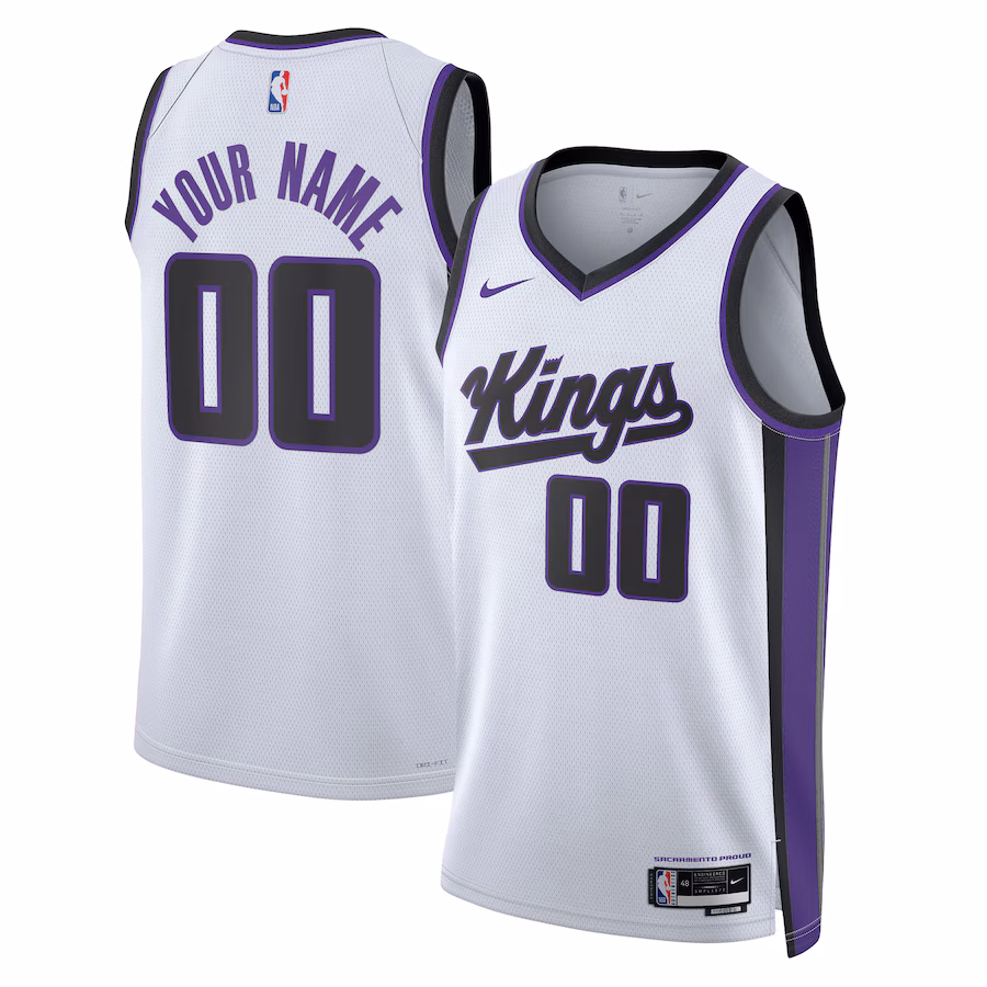 Maglia personalizzata di Sacramento Kings, Edizione Associazione, Bianco
