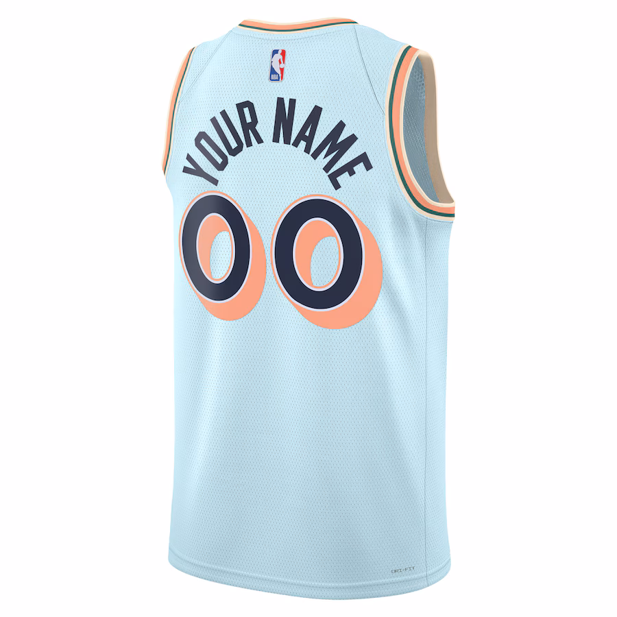 San Antonio Spurs 2024/25 Maillot personnalisé unisexe, Édition ville, Bleu clair