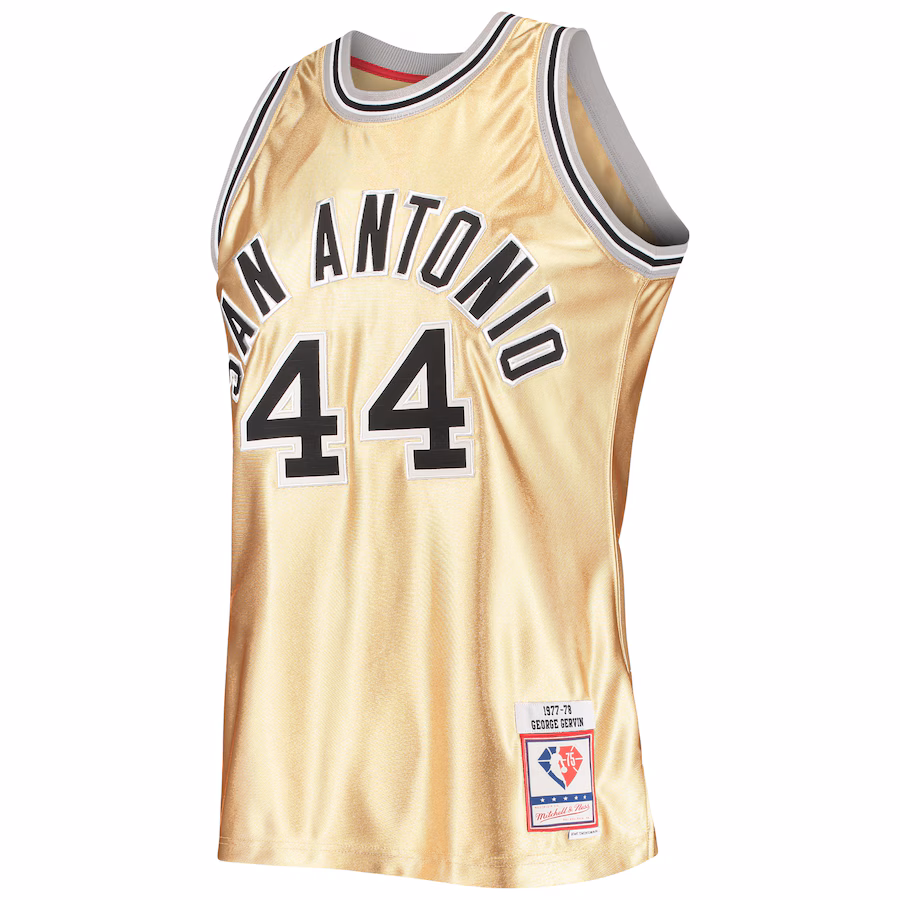 George Gervin, San Antonio Spurs, 75. Jahrestag 1977/78 Hardwood Classics Jersey, Gold