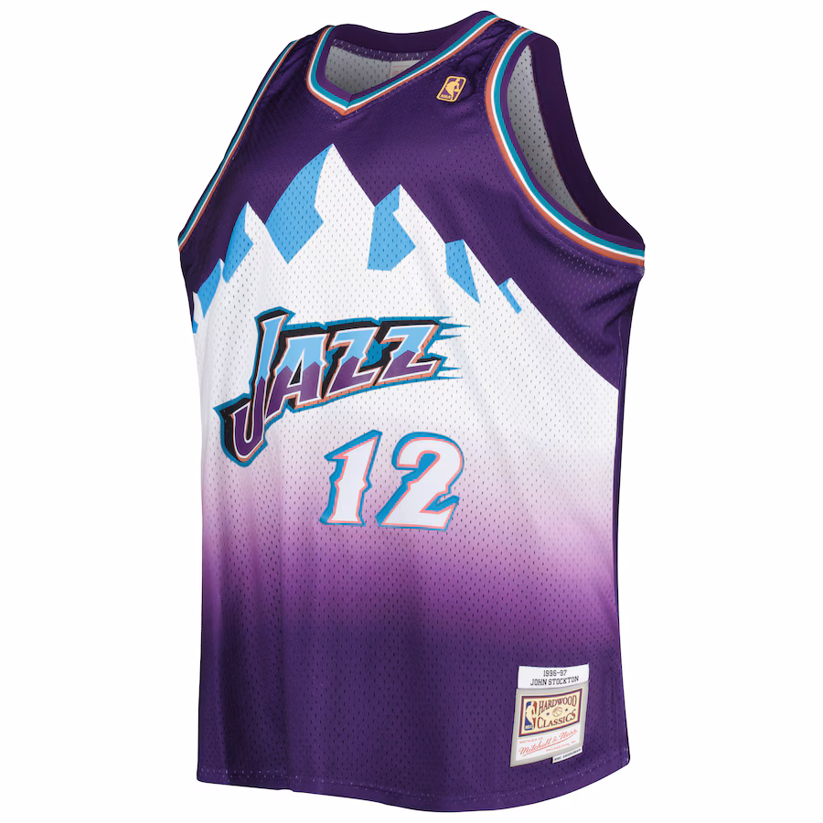 Camiseta de hincha de John Stockton del Utah Jazz en 1996/97, Púrpura