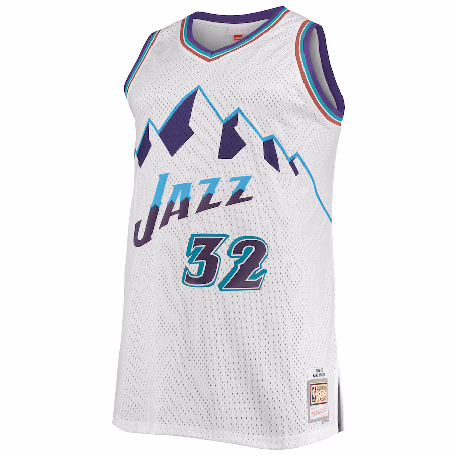 Karl Malone Utah Jazz 1996/98 Blanc