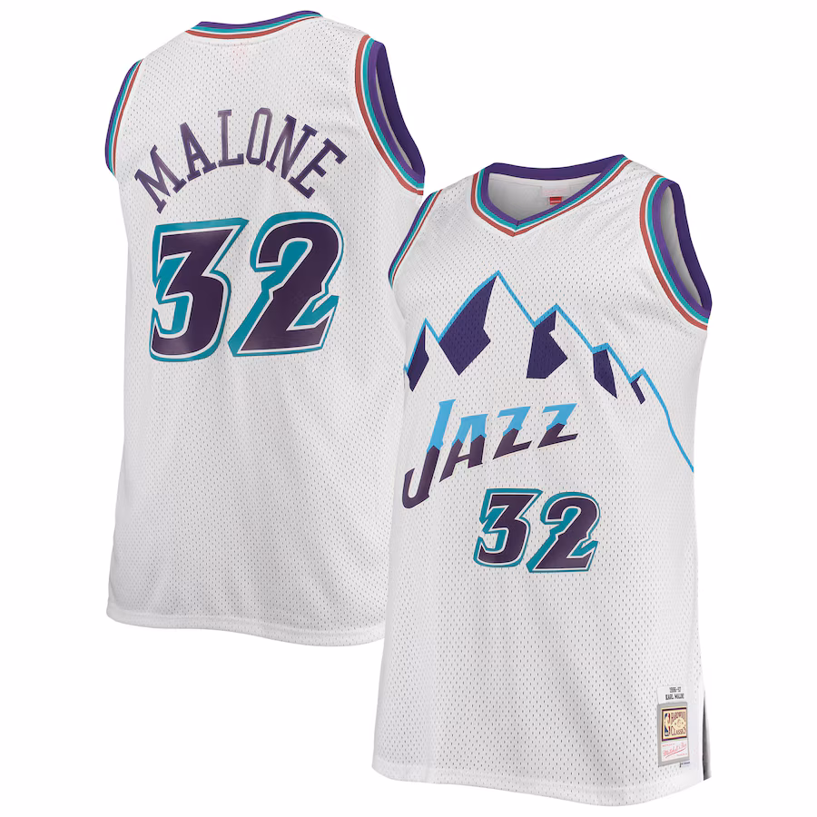 Karl Malone Utah Jazz 1996/98 Blanc
